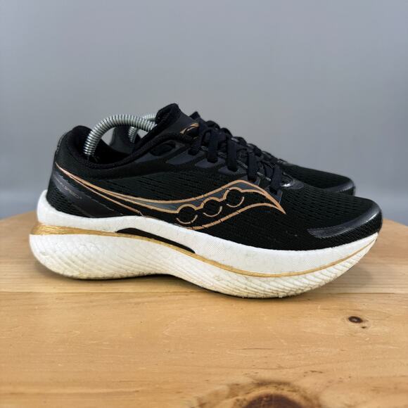 Saucony Endorphin Speed 3 Women’s Size 7 Running Shoes Black Gold Cushioned Mesh - Picture 1 of 9
